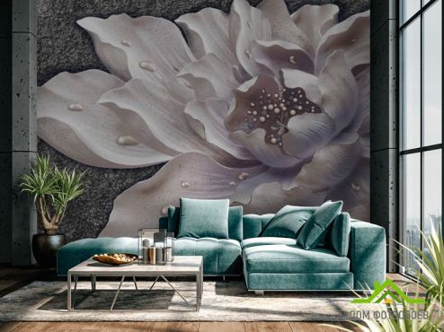 выбрать Фотообои Керамический цветок барельеф  на стену