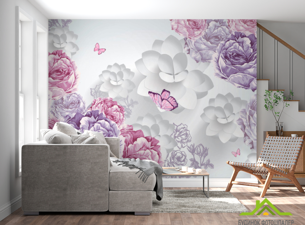 выбрать Фотошпалери Векторні квіти і бвбочки Каталог фотошпалер на стіну