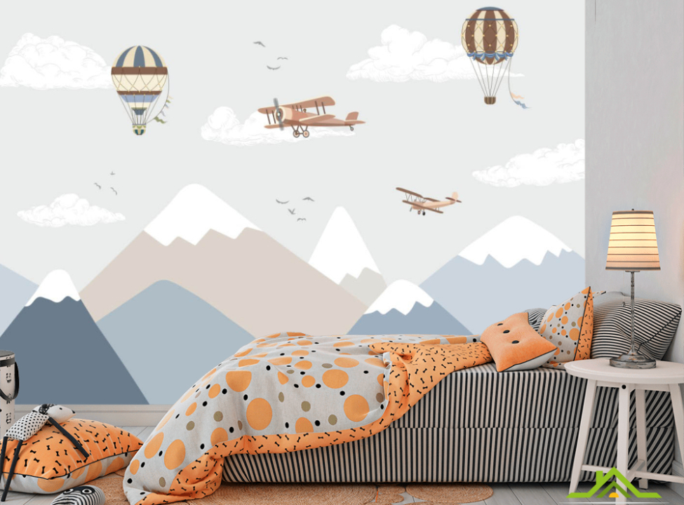 выбрать Фотошпалери Повітряні кулі і блакитні гори Каталог фотошпалер на стіну