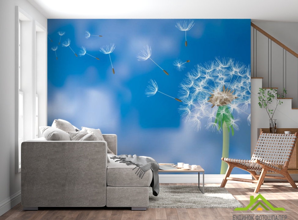 выбрать Фотообои Одуванчик на синем фоне Каталог фотообоев на стену