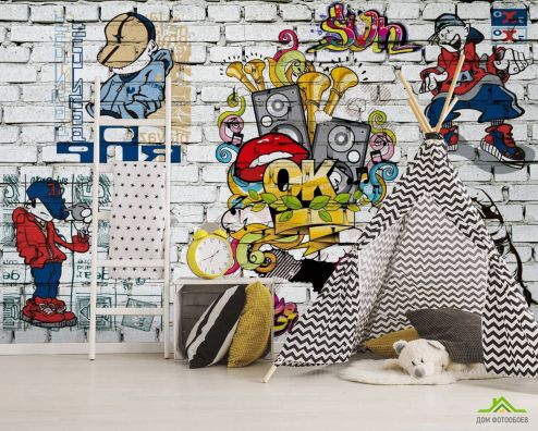 выбрать Фотообои 3д стена с граффити Фотообои, цвет: «горизонталная, горизонтальная» на стену