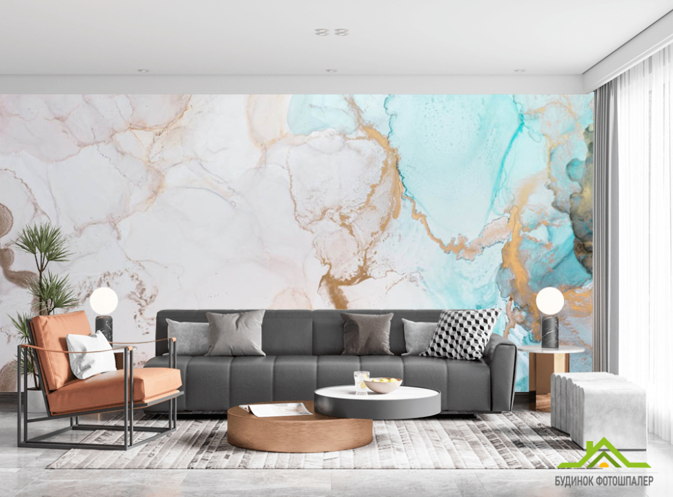 выбрать Фотошпалери Fluid art Бірюзовий Каталог фотошпалер на стіну