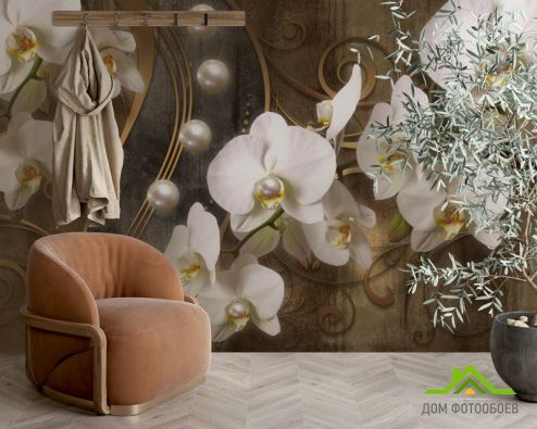 выбрать Фотообои 3д белые орхидеи Фотообои Фотообои Цветы: горизонталная, горизонтальная на стену
