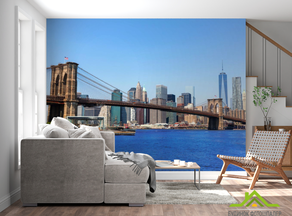 выбрать Фотошпалери міст у місті над синьою рікою Каталог фотошпалер на стіну