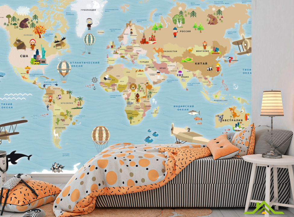 выбрать Фотообои Детская карта на русском Каталог фотообоев на стену