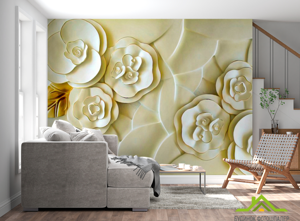 выбрать Фотообои Керамические цветы цвета слоновой кости Каталог фотообоев на стену