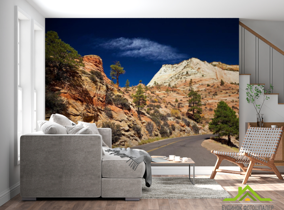 выбрать Фотошпалери Дорога, гори Каталог фотошпалер на стіну