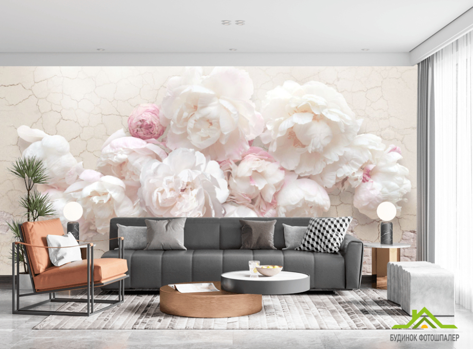 выбрать Фотообои Белые пионы Каталог фотообоев на стену