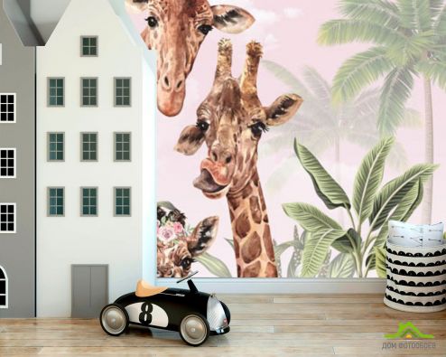 выбрать Фотообои Милые жирафы  на стену