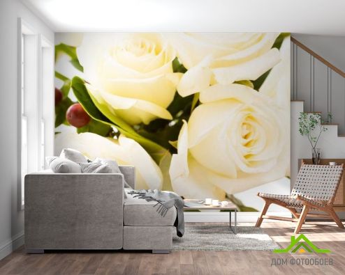 выбрать Фотообои 4 розы белых Фотообои Фотообои Цветы: фото  на стену