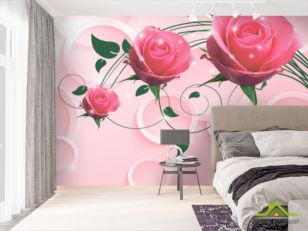 Фотообои Розовые розы 3d