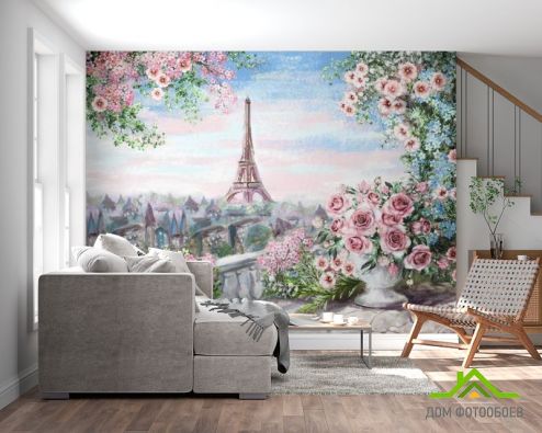 выбрать Фотообои Романтичный Париж Фотообои Иллюстрации на стену