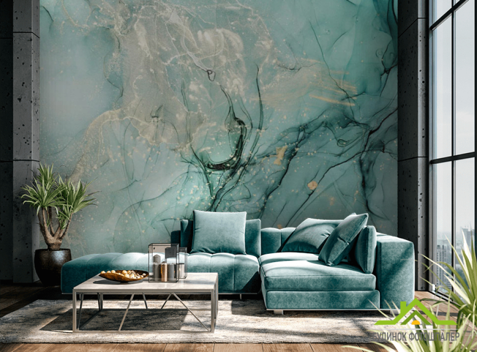 выбрать Фотообои Бирюзовый Fluid art Каталог фотошпалер на стіну