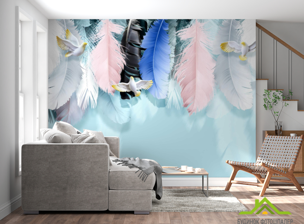 выбрать Фотошпалери різнокольорові пір'я Каталог фотошпалер на стіну