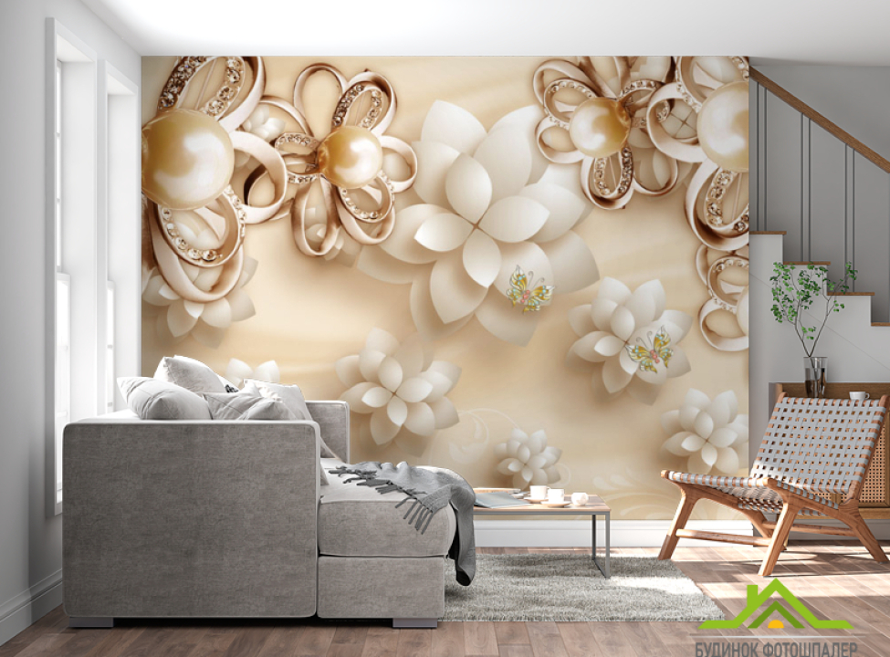 выбрать Фотообои Золотые брошки 3д Каталог фотообоев на стену