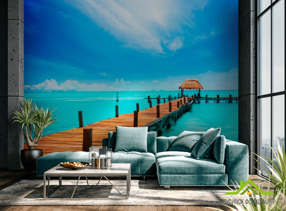 выбрать Фотошпалери Причал, ведучий в затоку Фотошпалери Море на стіну