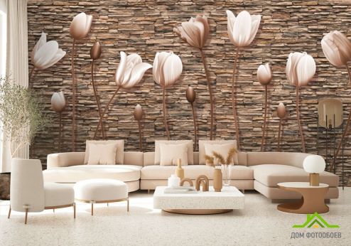 выбрать Фотообои Тюльпаны на каменном фоне Фотообои Фотообои 3D барельеф: горизонталная, горизонтальная ориентация на стену