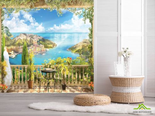 выбрать Фотообои Вид с балкона на море Фотообои Фрески на стену