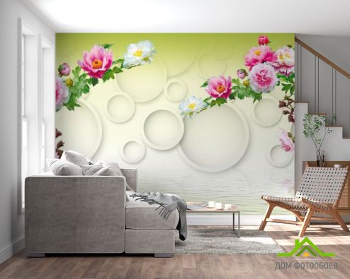 выбрать Фотообои 3д цветы с кольцами Фотообои 3Д на стену