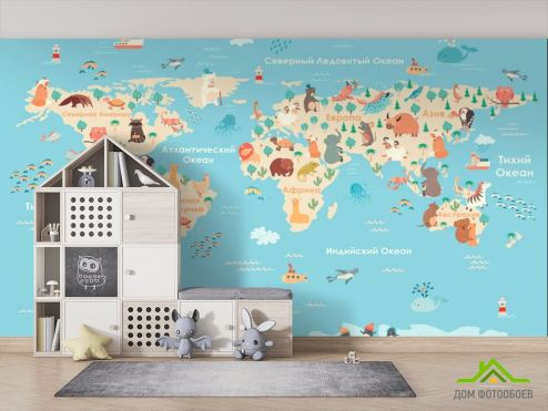 выбрать Фотообои Детская карта мира  на стену