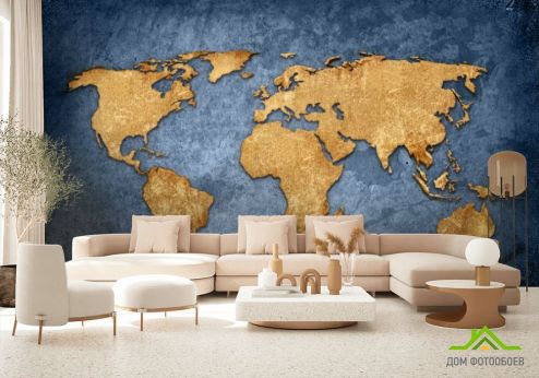 выбрать Фотообои Карта мира в стиле лофт Фотообои, цвет: «горизонталная, горизонтальная» на стену