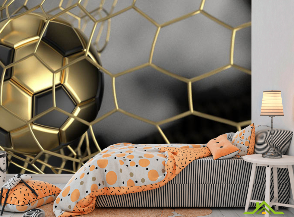 выбрать Фотошпалери 3Д Золотий м'яч футбольний Каталог фотошпалер на стіну