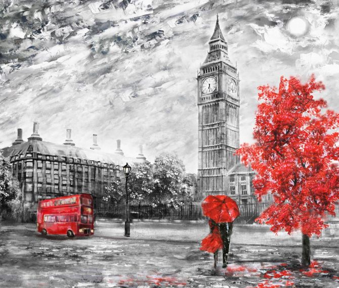 Фотообои Лондон красно-серая картина