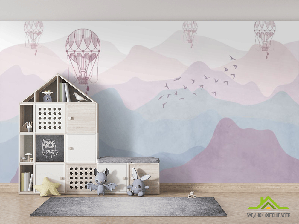 Фотошпалери гори рожеві в скандинавському стилі