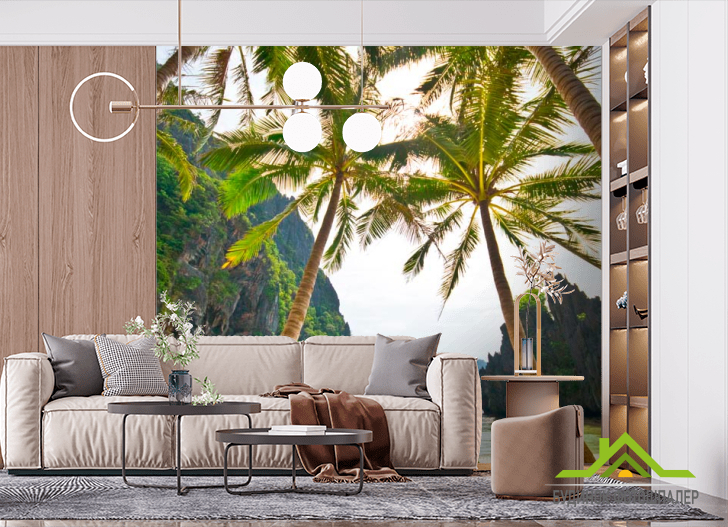 Фотообои Столик и пальмы
