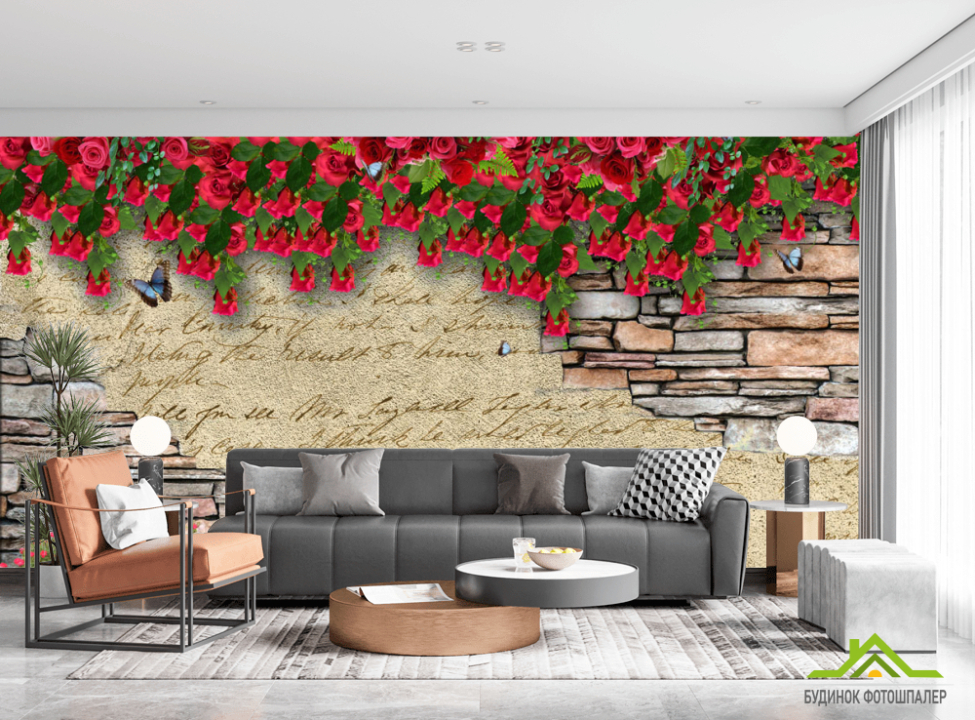 выбрать Фотошпалери Стіна з квітами 3д Каталог фотошпалер на стіну