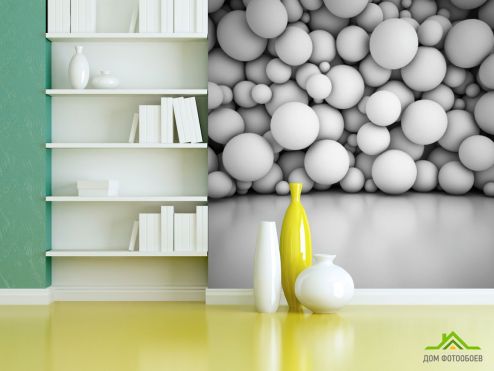 выбрать Фотообои Стена из обьемных 3д шаров Фотообои 3D фотообои: квадратная, серый ориентация на стену