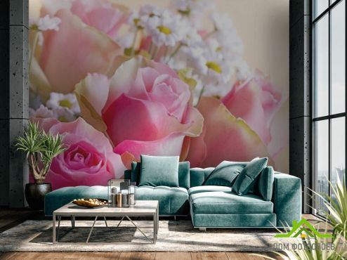выбрать Фотошпалери Рожеві троянди Фотошпалери, колір: «квадратна, горизонтальна» на стіну