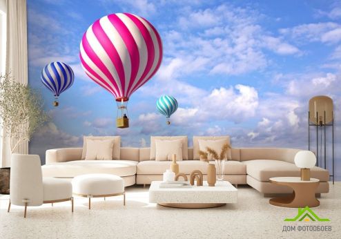 выбрать Фотообои Воздушные шары в небе Фотообои, цвет: «» на стену