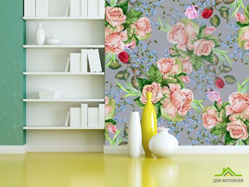 выбрать Фотообои Принт винтажные цветы Фотообои Цветы на стену