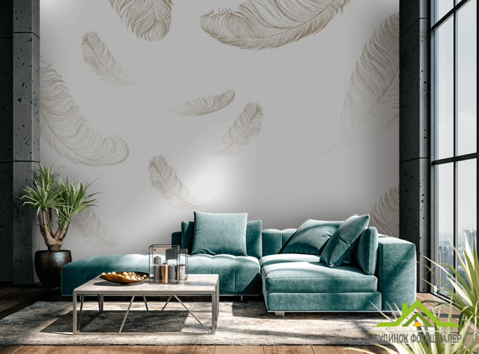 выбрать Фотообои Золотое перо Фотообои перья на стену