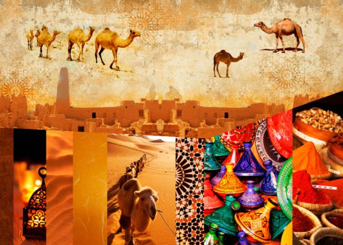Фотообои Пустыня, верблюды