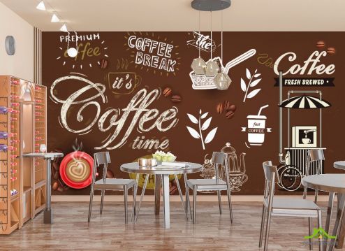 выбрать Фотообои кофе Фотообои для кафе: горизонталная, горизонтальная ориентация на стену