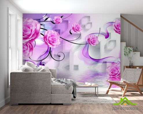 выбрать Фотообои 3д розовые розы Фотообои Фотообои Цветы:  на стену