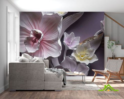 выбрать Фотообои Фарфоровые цветы Фотообои 3D фотообои: горизонталная, горизонтальная ориентация на стену
