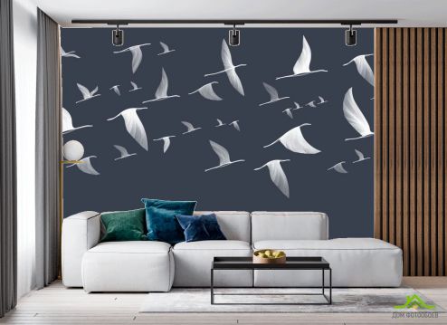 выбрать Фотообои Птицы в line art Фотообои в гостиную на стену
