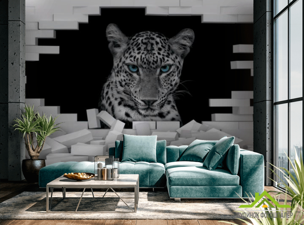 выбрать 3д фотообои Леопард Каталог фотообоев на стену