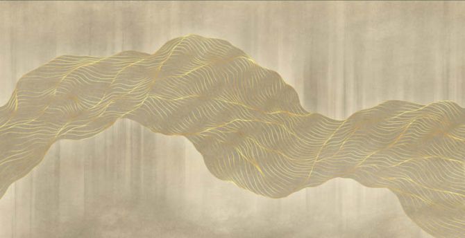 Фотошпалери абстрактні хвилі золоті
