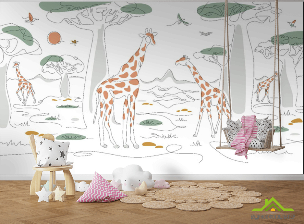 выбрать Фотошпалери Лінійні жирафи Каталог фотошпалер на стіну