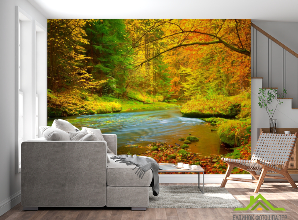 выбрать Фотообои яркий осенний лес Каталог фотообоев на стену