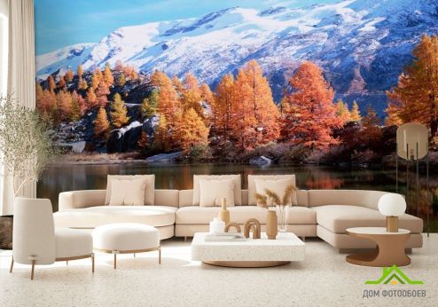 выбрать Фотообои Снег,горы, осень Фотообои Фотообои Природа - Осень, голубой на стену