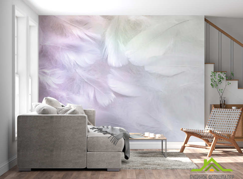 выбрать Фотошпалери Білі пір'я з рожевим Каталог фотошпалер на стіну