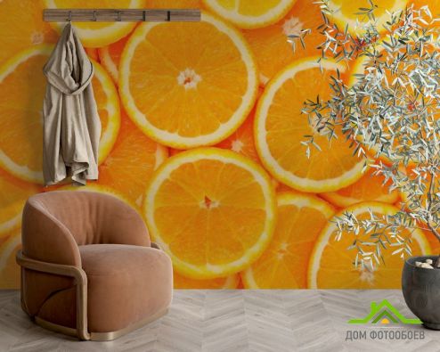 выбрать Фотообои Нарезанные апельсины Оранжевые фотообои на стену