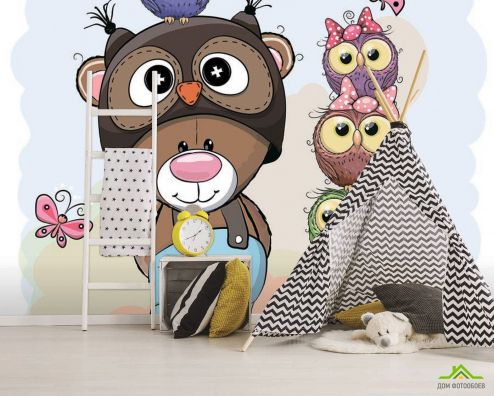 выбрать Фотообои Мишка и совы Фотообои Фотообои для малышей: рисунок  на стену