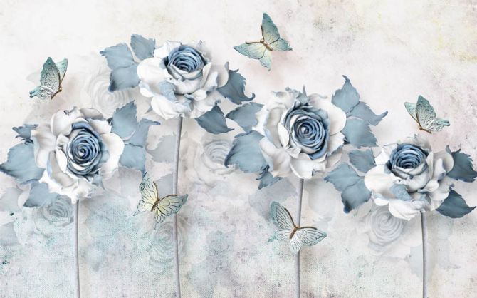 Фотообои 3d голубые розы