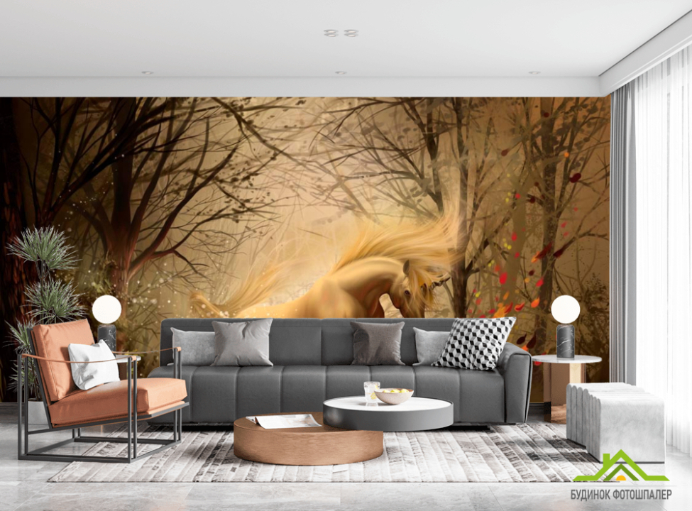 выбрать Фотошпалери Кінь у лісі Каталог фотошпалер на стіну